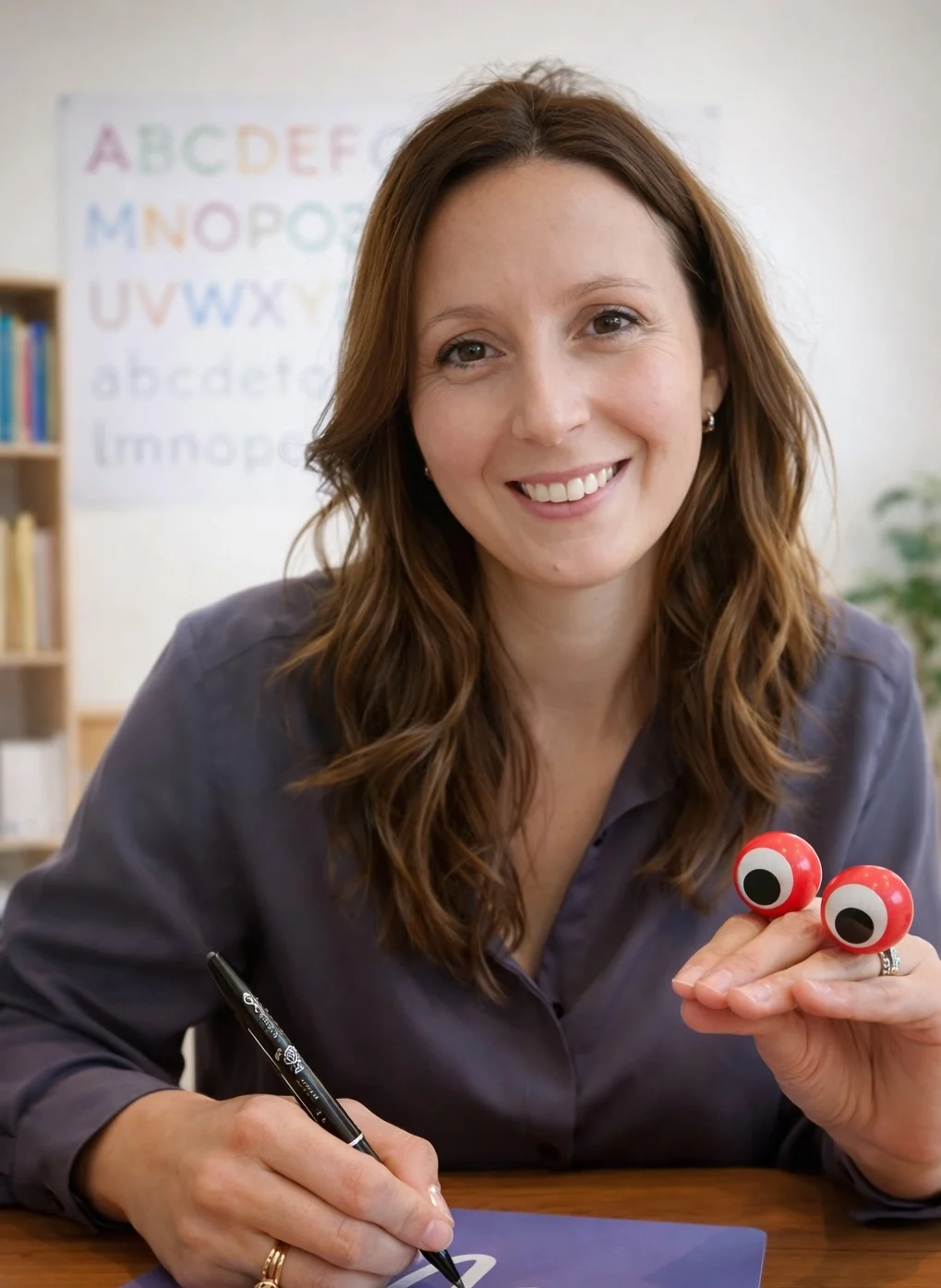 Diane dans un espace de travail lumineux montrant qu'une séance peut se dérouler dans la joie et le plaisir